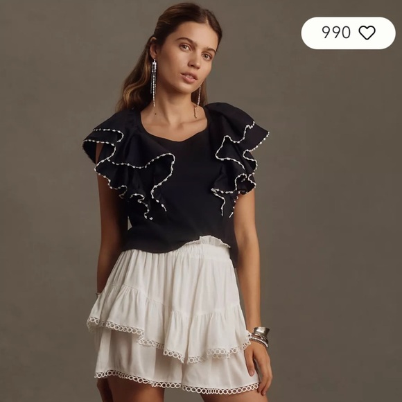Anthropologie Tops - Anthropologie Feminine Ruffled Oversized Top